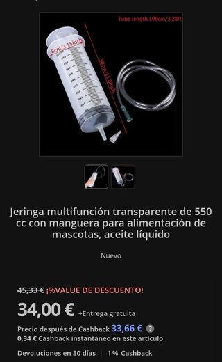 Jeringa 550cc transparente