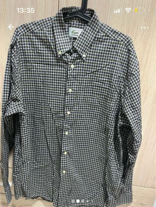 Camisa Lacoste cuadros marrón-azul