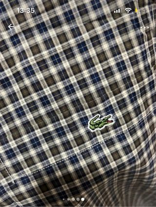 Camisa Lacoste cuadros marrón-azul