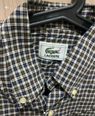Camisa Lacoste cuadros marrón-azul