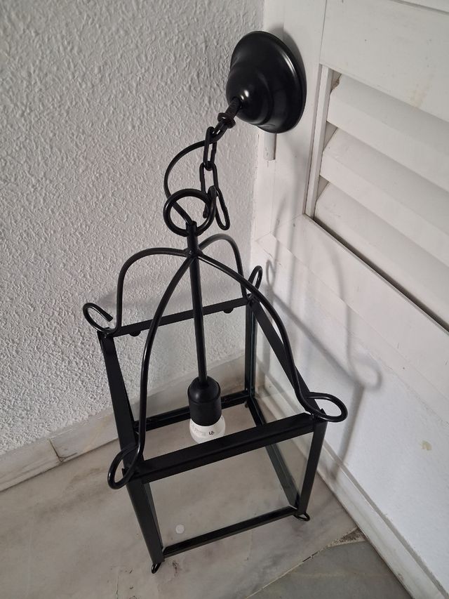 Lampara Farol Forja y Cristal