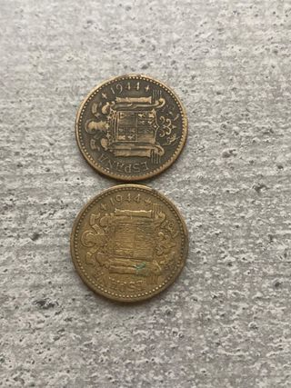 2 Monedas de peseta de 1944
