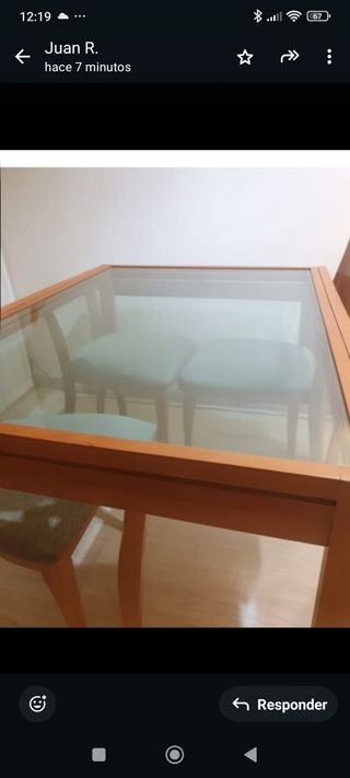 Mesa comedor cristal madera 90/120cm