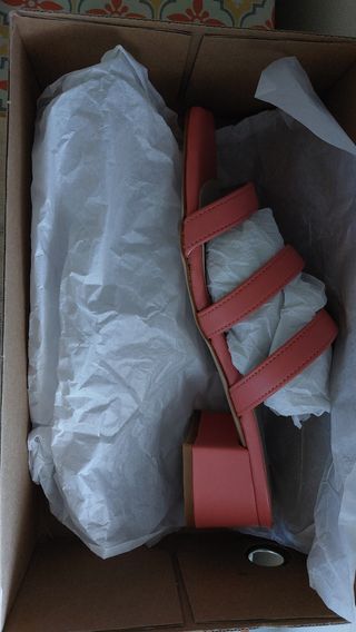 Sandalias tacón salmón | Piel