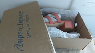 Sandalias tacón salmón | Piel