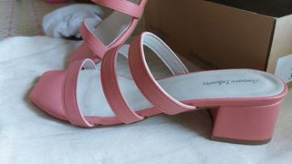 Sandalias tacón salmón | Piel