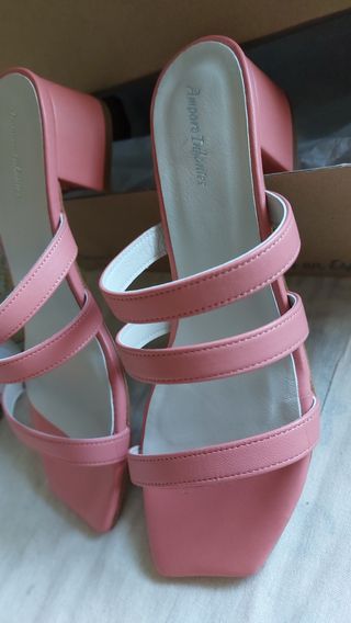 Sandalias tacón salmón | Piel