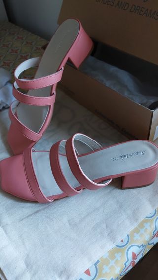 Sandalias tacón salmón | Piel
