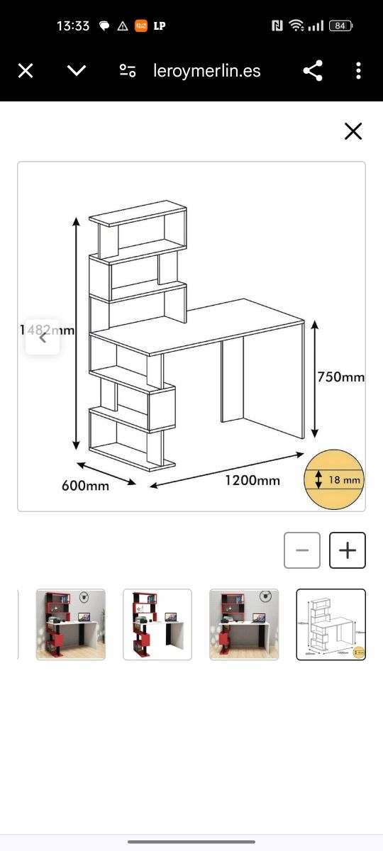 Homemania Desk - Vermelho, Branco, Preto