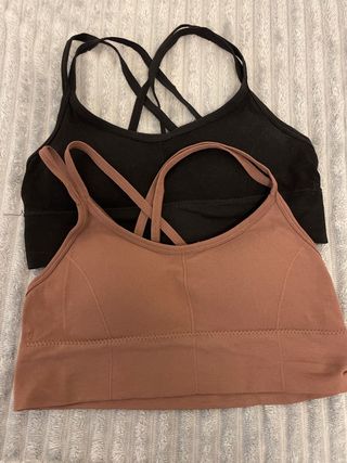 2 Tops deportivos - Negro y marrón  yoga gimnasia 