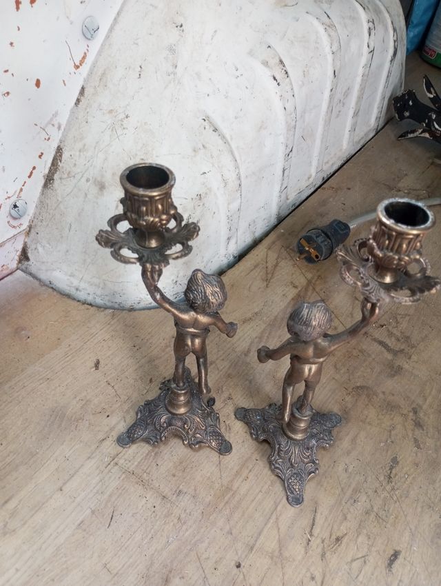 2 Candelabro metal latón