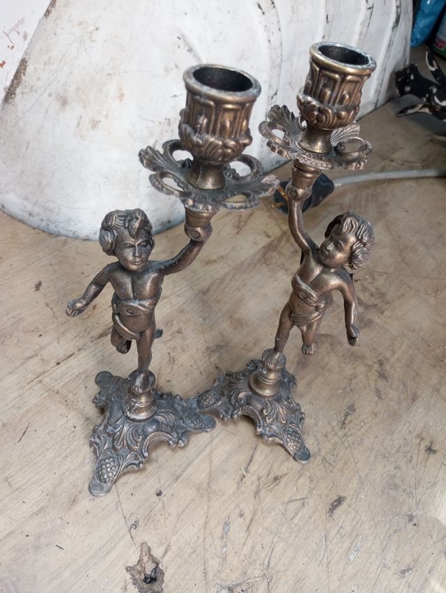 2 Candelabro metal latón