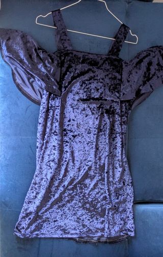 Vestido terciopelo azul marino Mango