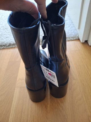 Botines piel Zara negros -talla 38