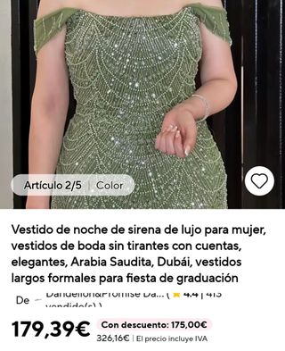 Vestido Noche Lentejuelas Verde