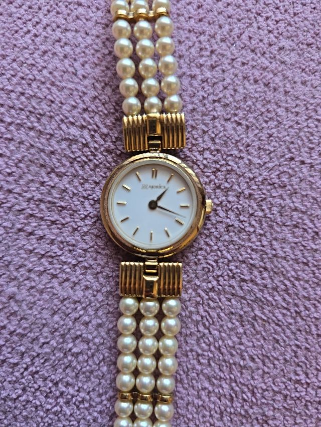 Reloj perlas  galvanizado en oro de 18k - nuevo