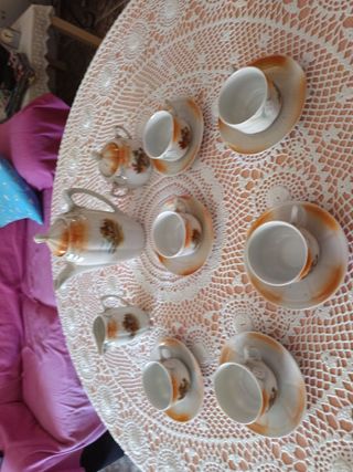Juego café vintage porcelana muy antiguo