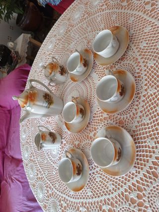 Juego café vintage porcelana muy antiguo