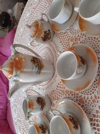 Juego café vintage porcelana muy antiguo