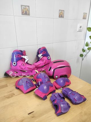 Patines niña + protecciones
Talla 29 a 32