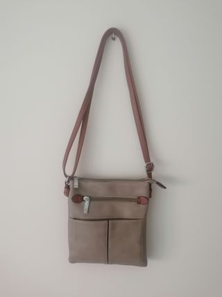 Bolso bandolera beige y marrón