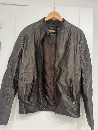 Cazadora polipiel marrón - Talla L