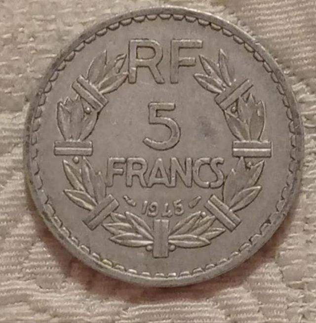 Moneta 5 Franchi Francia 1945