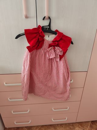 Vestido niña rayas rojas - talla 6