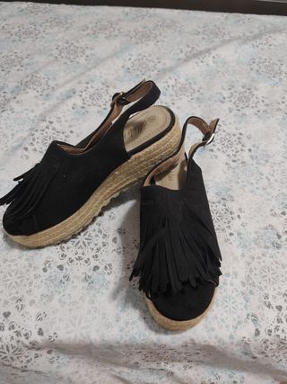 Sandalias negras esparto - talla 36