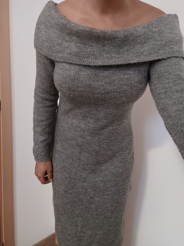 Vestido midi invierno gris