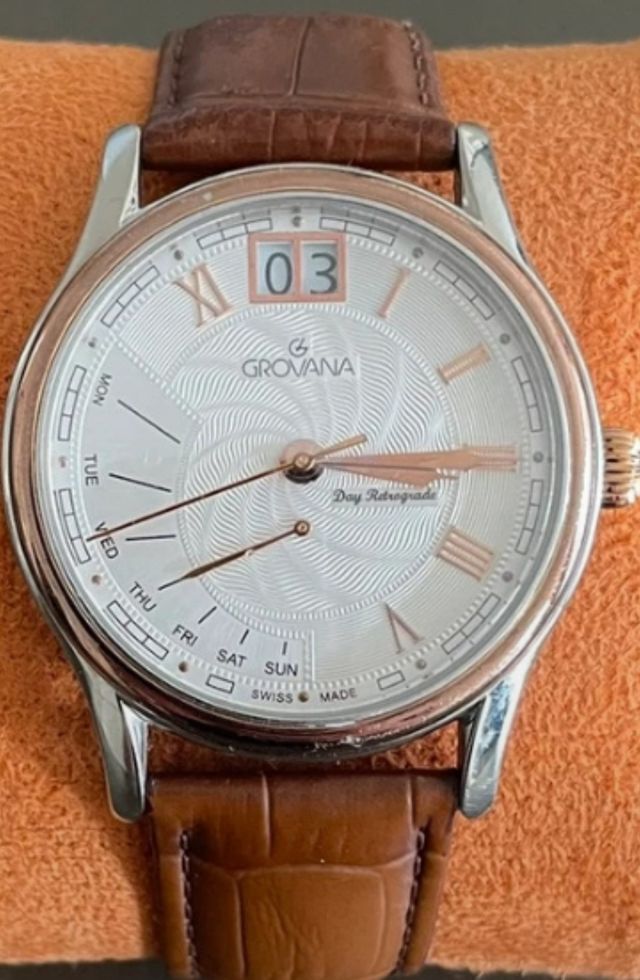 Grovan Reloj Retrogrado - Marrón Plata Big date