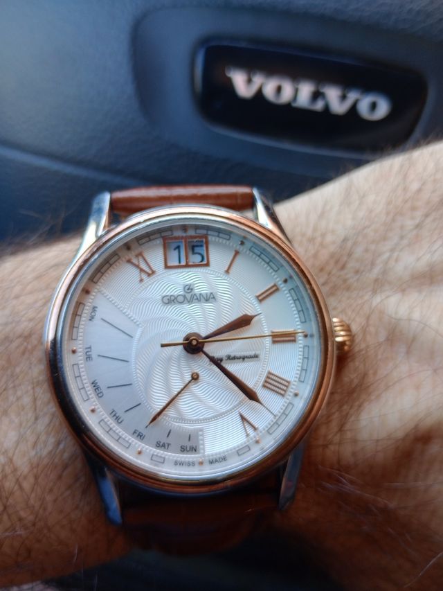 Grovan Reloj Retrogrado - Marrón Plata Big date