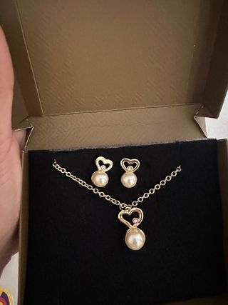 Conjunto Joyas Corazón Perla