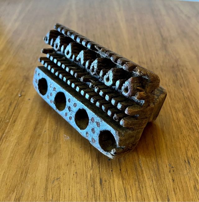 2 blocchi di legno, stampa tessile antica, India