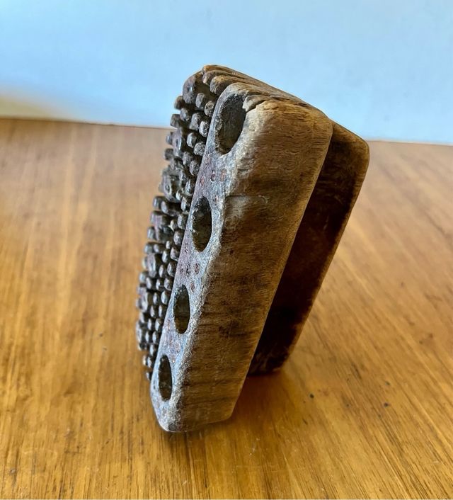 2 blocchi di legno, stampa tessile antica, India