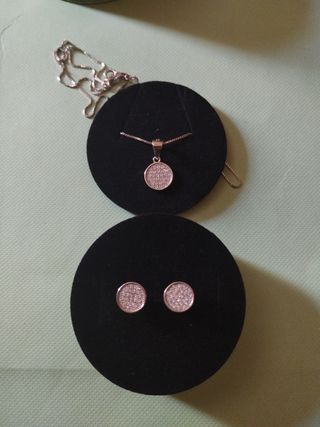 Conjunto plata pulida- Collar y pendientes