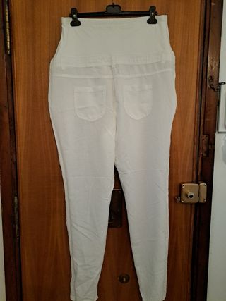 Pantalón Embarazo Blanco Lino XXL