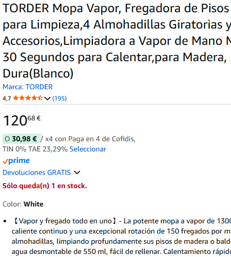 TORDER Vapor Mop - 4 tamponi