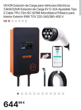 Estación Carga VEVOR 7,4kW/22kW