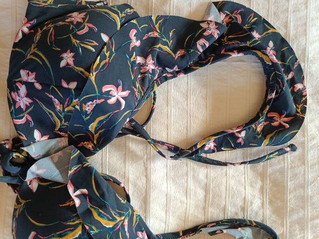 Bañador bikini floral - Negro