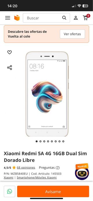 Xiaomi Redmi 5A Dorado - 16GB