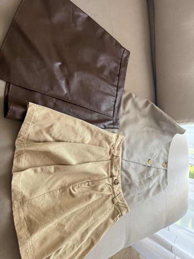 3 Faldas: marrón, beige