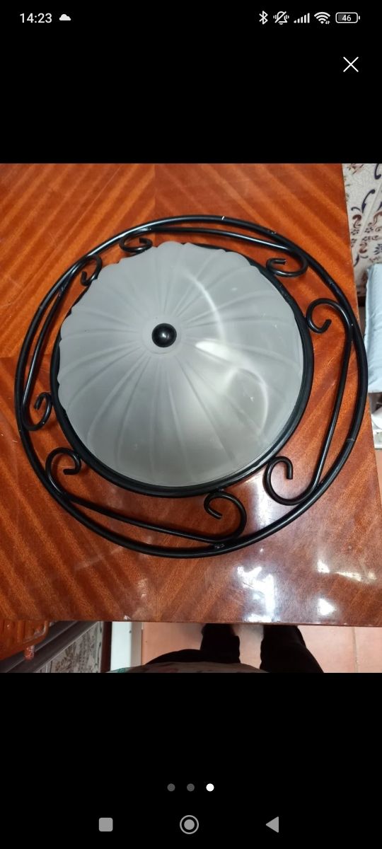 Lampara techo metal 38cm - negra