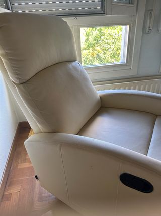 Sillón relax piel sintética blanco crudo