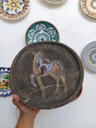 Plato Cerámica Antigua Caballo