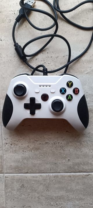 Mando por cable Xbox One X S PC Blanco Negro