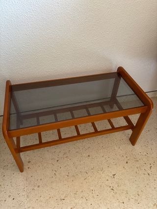 Mesa centro madera cristal vintage