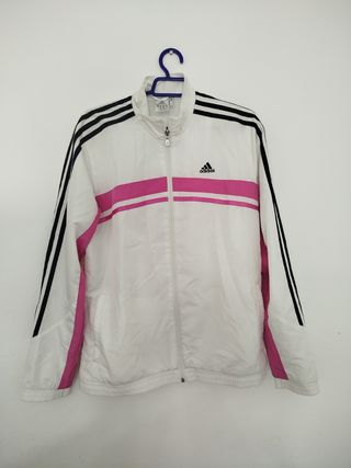 Chaqueta Adidas blanca y rosa