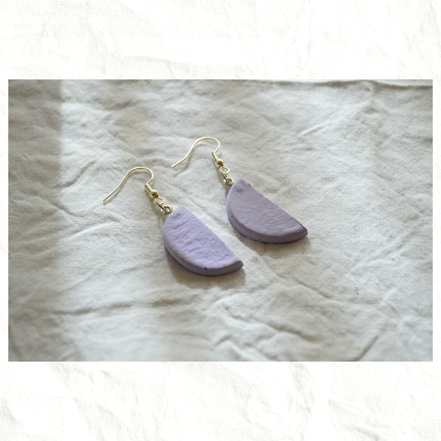 Pendientes Artesanos de Arcilla - Semicírculo