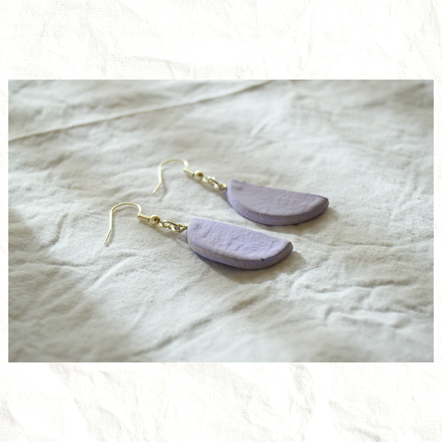 Pendientes Artesanos de Arcilla - Semicírculo